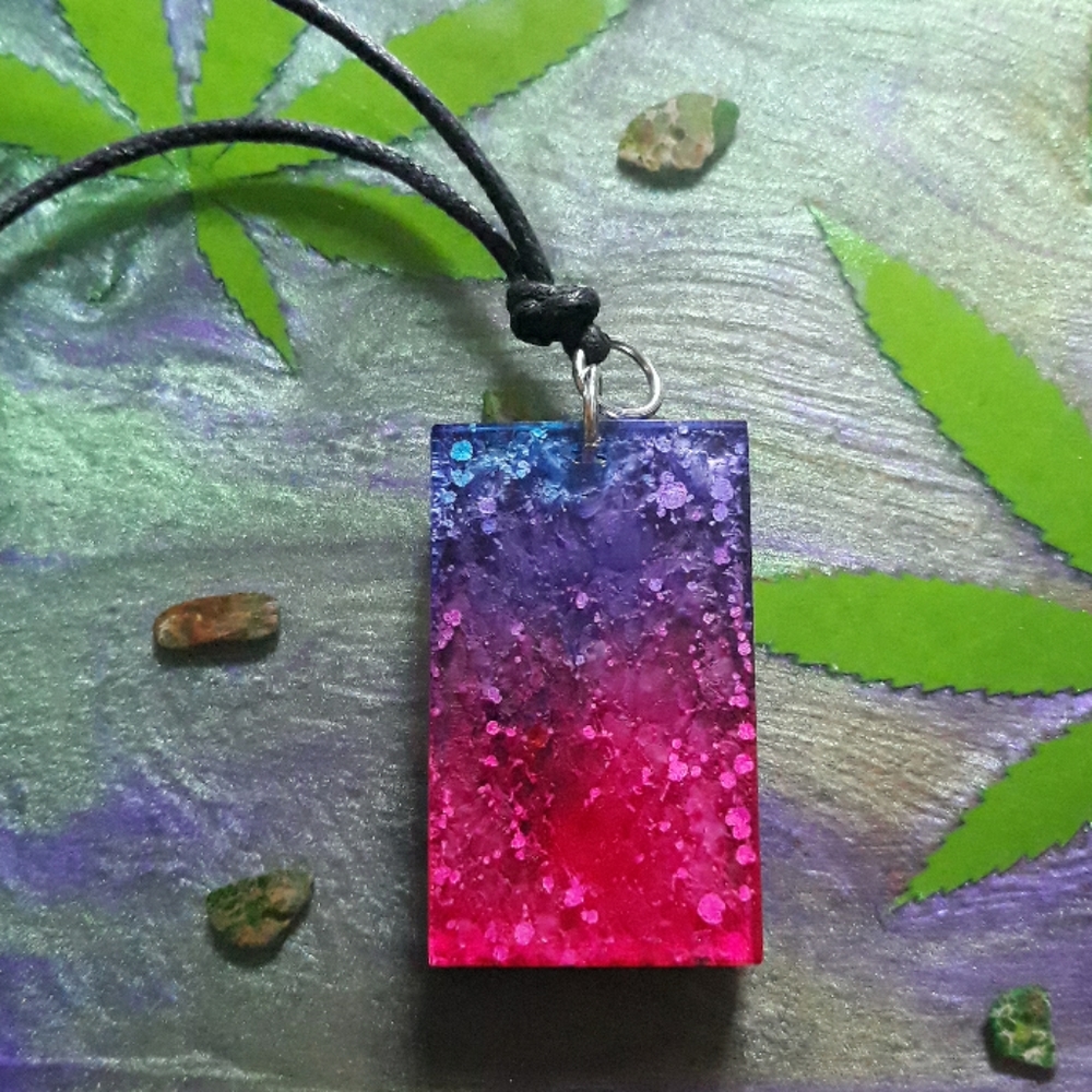Pink and Purple resin pendant